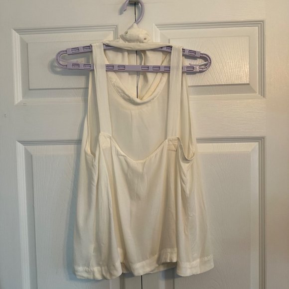 Free People Women's City Lights Cowl Neck Pullover Top Imported Ivory SZ M NWT - Picture 3 of 9
